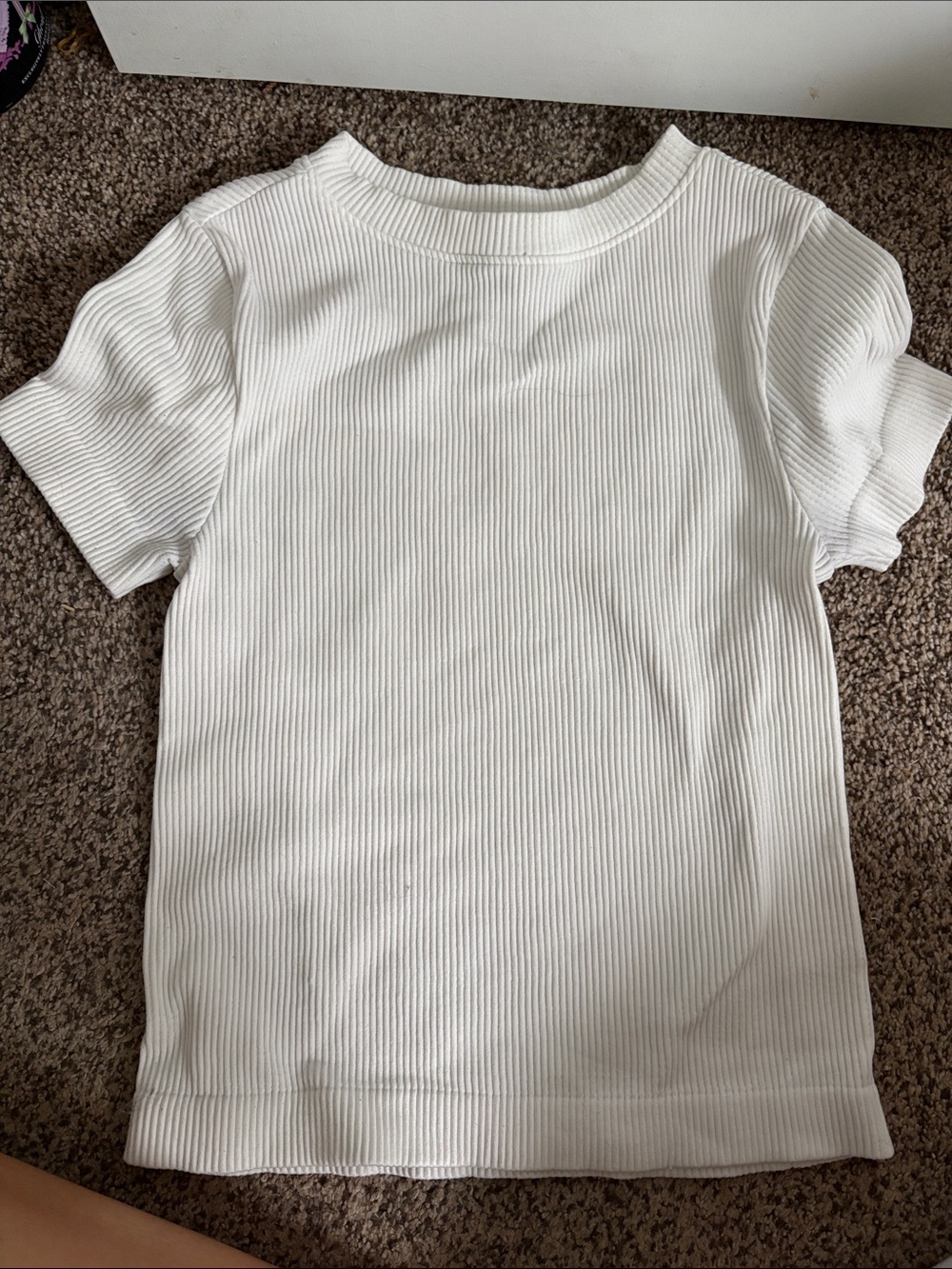 Old Navy White Ribbed Short Sleeve Tee